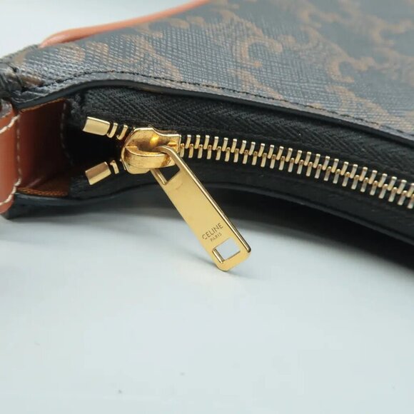 100% Authentic CELINE Triomphe Grey Canvas Shoulder Bag 2033-082524 - Picture 7 of 12